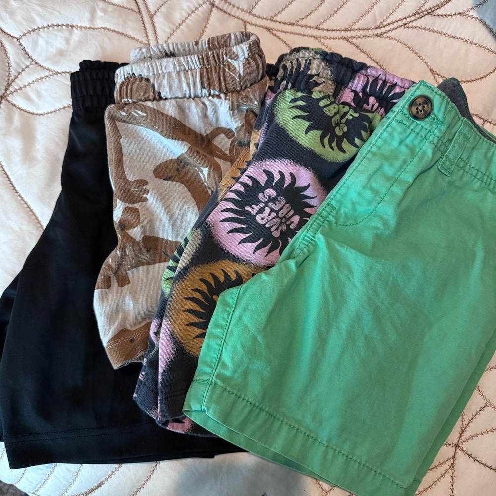 4T Kids Shorts Bundle - Black, Tan, Green, Multi-Color